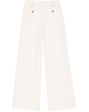Maje Tweed Wide-Leg Pants - White