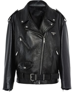 Prada Nappa Leather Biker Jacket - Black