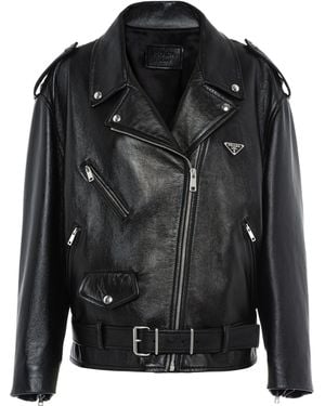 Prada Nappa Leather Biker Jacket - Black