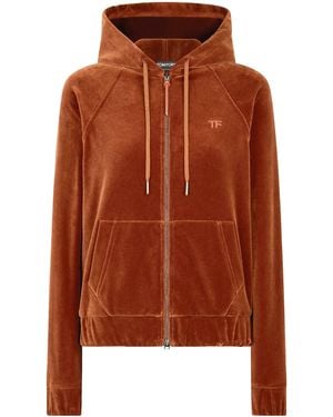 Tom Ford Velour Zip-Up Hoodie - Brown