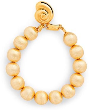 Timeless Pearly Beaded Seashell-Charm Bracelet - Metallic