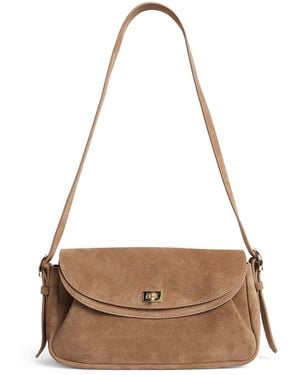 Sandro Suede Le Mambo Cross-Body Bag - Natural