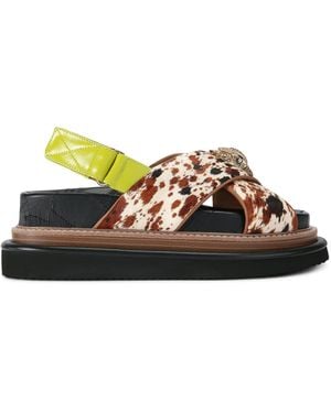 Kurt Geiger Leather Orson Cross-Strap Sandals - Brown
