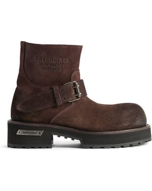 Balenciaga Suede Venom Biker Boots - Brown