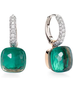 Pomellato Diamond, Topaz And Agate Nudo Classic Drop Earrings - Green
