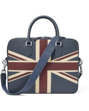 Aspinal of London Leather Union Jack Briefcase - Blue