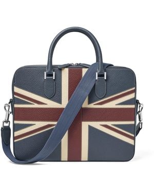 Aspinal of London Leather Union Jack Briefcase - Blue