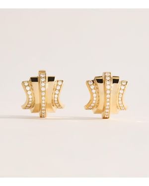 Azlee Large And Diamond Fluid Staircase Scattered Earrings - Metallic