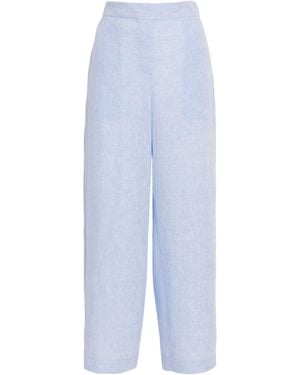 Lafayette 148 New York Linen Wide-Leg Trousers - Blue