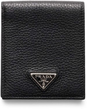 Prada Leather Triangle Wallet - Black