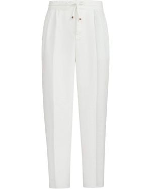 Brunello Cucinelli Linen Gabardine Drawstring Trousers - White