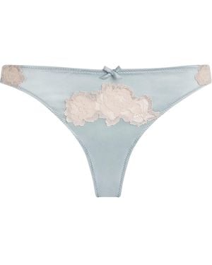Fleur du Mal Silk Lace-Detail Juliet Thong - Grey