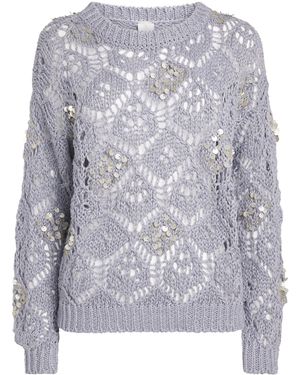 Eleventy Linen Sequin-Embellished Jumper - Grey