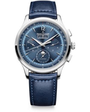 Jaeger-lecoultre Stainless Steel Master Control Chronograph Calendar Watch - Blue