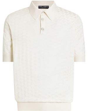 Dolce & Gabbana Silk Jacquard Polo Shirt - White