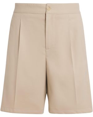 Isaia Cotton-Silk Pleated Shorts - Natural