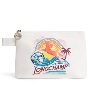 Longchamp Canvas La Pliage Surf Pouch - White