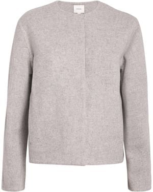 Vince Wool-Blend Collarless Jacket - Grey