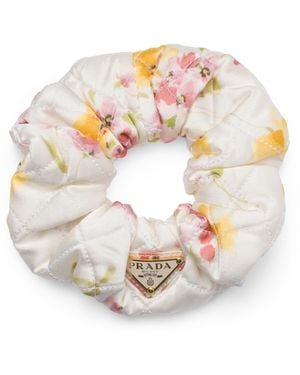 Prada Silk Floral Scrunchie - White