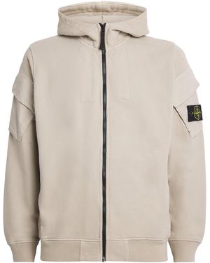 Stone Island Compass Patch Zip Hoodie - Natural