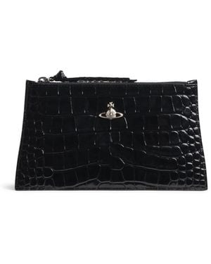 Vivienne Westwood Small Croc-Embossed Leather Clutch Bag - Black