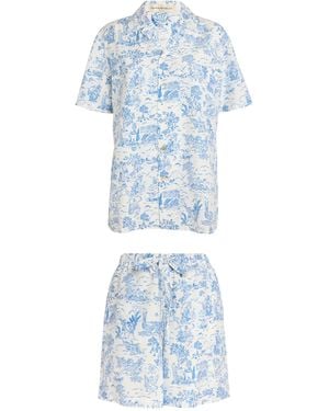 Olivia Von Halle Silk-Cotton Emeli Eros Pajama Set - Blue