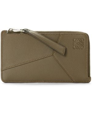 Loewe Leather Puzzle Edge Coin Card Holder - Green