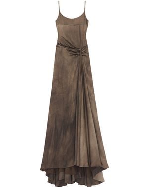 McQueen Asymmetric Gathered Gown - Brown