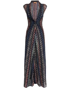Missoni Crochet-Knit Gathered Maxi Dress - Black