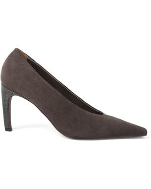 Brunello Cucinelli Suede Monili Pumps 85 - Brown