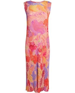 Pleats Please Issey Miyake Pleated Foggy Forest Midi Dress - Pink