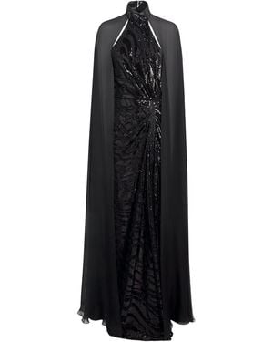 Zuhair Murad Sequinned Cape Gown - Black