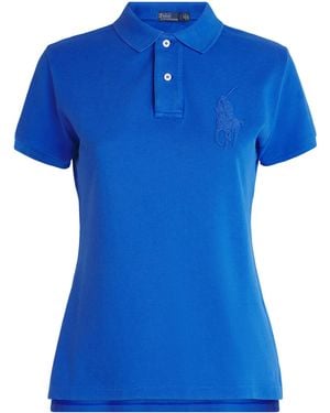 Polo Ralph Lauren Cotton Beaded Big Pony Polo Shirt - Blue