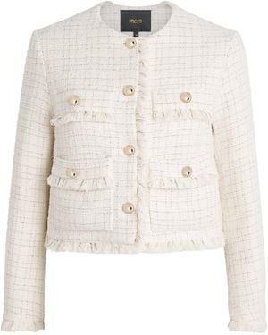 Maje Tweed Cropped Jacket - White