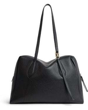 Harrods Medium Leather Wren Shoulder Bag - Black