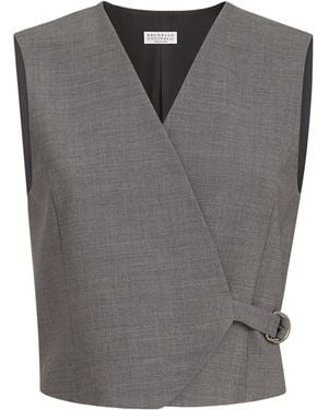 Brunello Cucinelli Tropical Luxury Wool Waistcoat - Grey