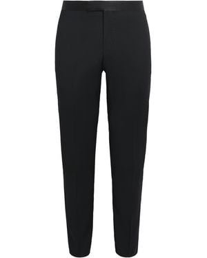 Pal Zileri Wool-Blend Satin-Trim Trousers - Black