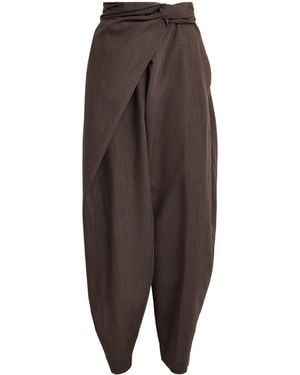 Rohe Wool Sarong-Knot Trousers - Brown
