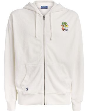 Polo Ralph Lauren Cotton-Blend Palm Tree Zip-Up Hoodie - White