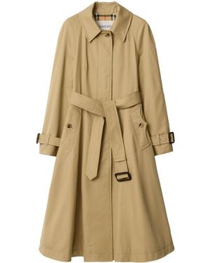 Burberry Gabardine Ellingham Long Car Coat - Natural