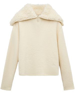 Loewe Wool-Blend Zip-Up Jumper - Natural
