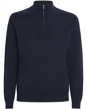 Sunspel Cashmere Half-Zip Jumper - Blue
