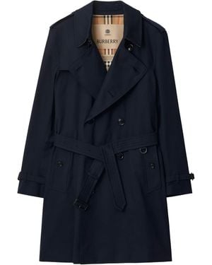 Burberry Mid-Length Kensington Heritage Trench Coat - Blue