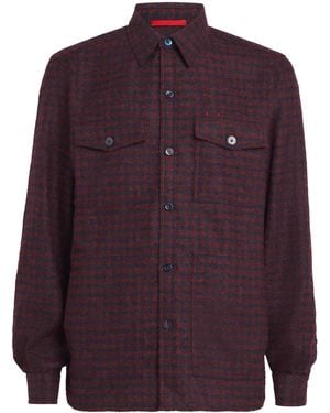 Isaia Houndstooth Overshirt - Purple