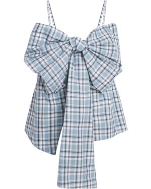Acne Studios Cotton Check Bow Blouse - Blue