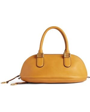 Balenciaga Mini Calfskin Bolero Bowling Top-Handle Bag - Brown