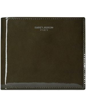 Saint Laurent Patent Leather Bifold Wallet - Green