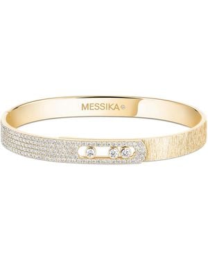 Messika Move Noa Diamond And Half Pavé Chiselled Bangle - Natural