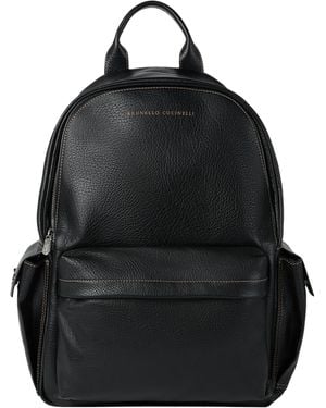 Brunello Cucinelli Leather Travel Backpack - Black