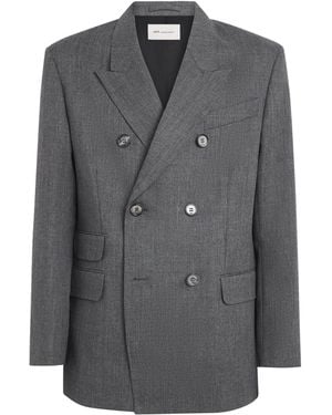 Ami Paris Wool Double-Breasted Blazer - Grey